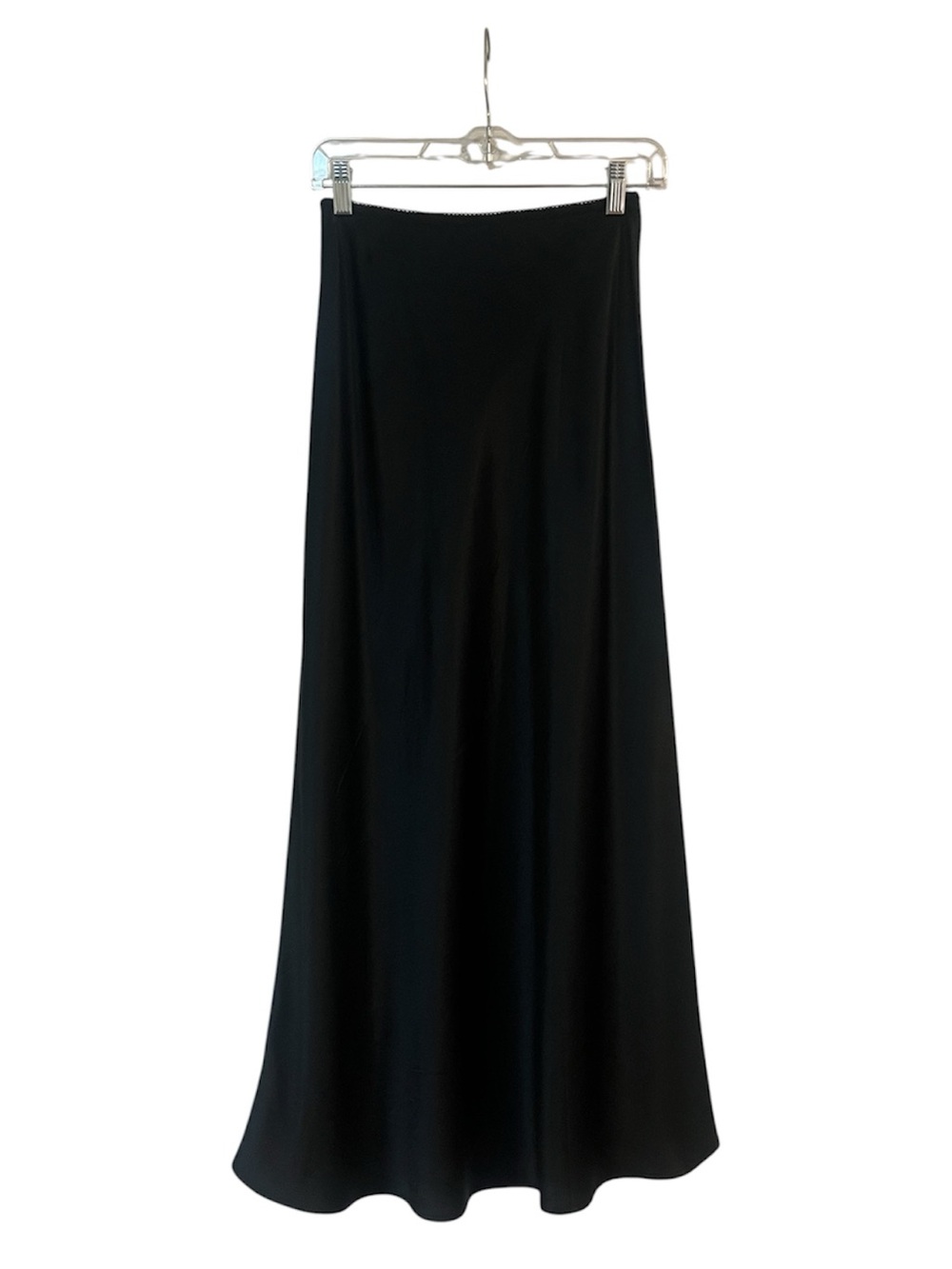 Reformation Layla Black Silk Midi Skirt